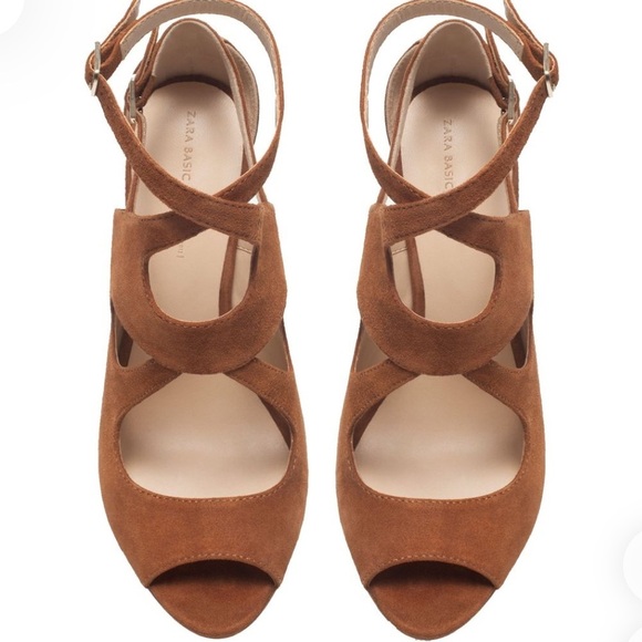 Zara Brown Suede Strappy Sandals NWT US 10 - Picture 4 of 10